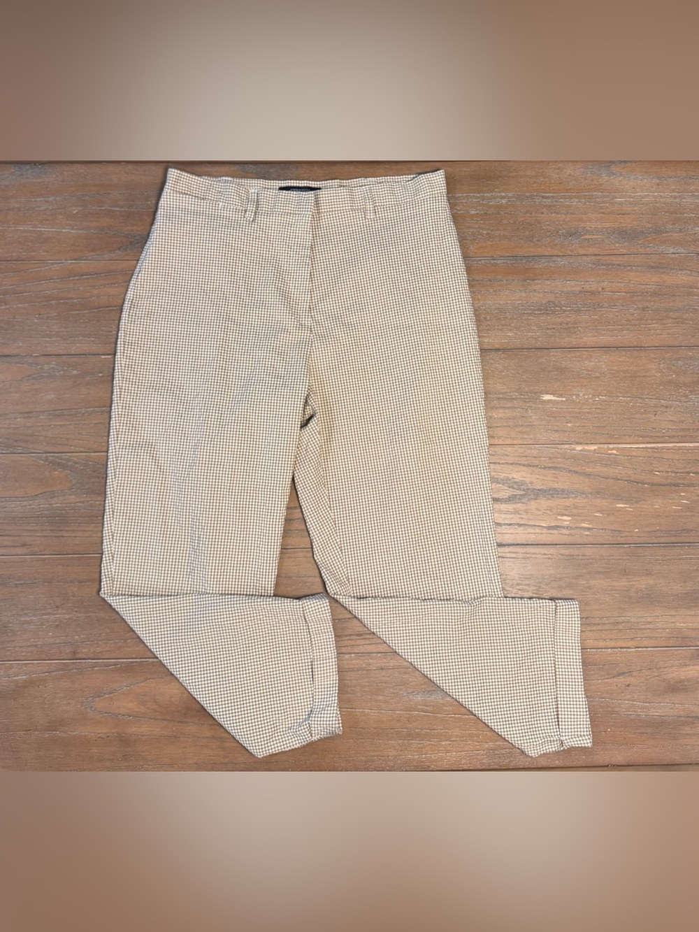 bill blass Beige and Brown Micro-Check Flat-Front Chinos